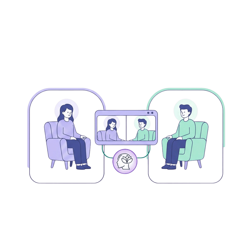 Illustration of a remote counseling session